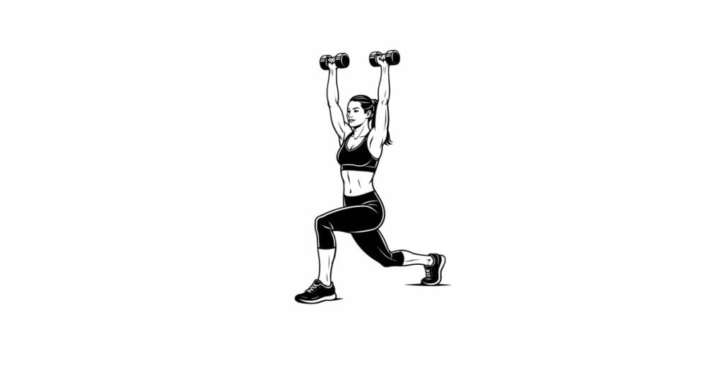 Dumbbell Lunge Curl Shoulder Press
