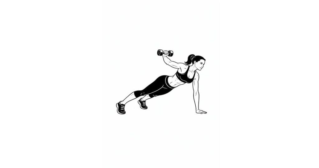 Dumbbell Plank Triceps Kickback