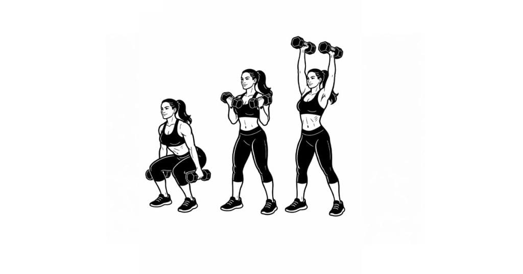 Dumbbell Squat to Curl to Press