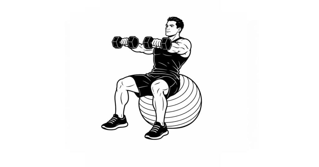 Dumbbell Stability Ball Seated Horizontal Chest Press