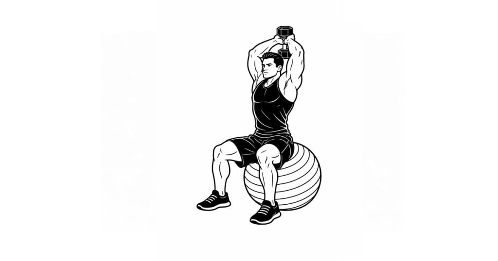 Dumbbell Stability Ball Seated Overhead Tricep Extension