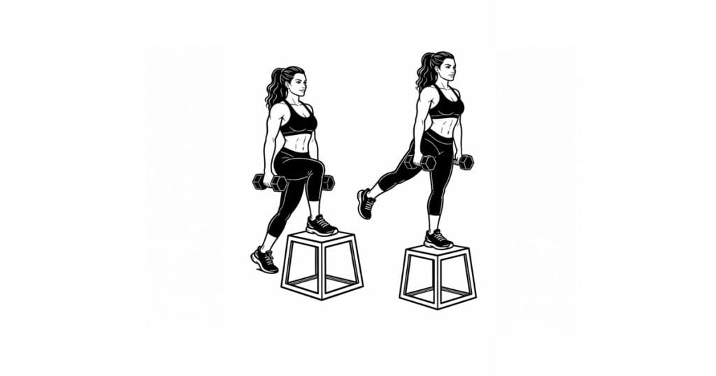 Dumbbell Step-Up to Glute Kickback
