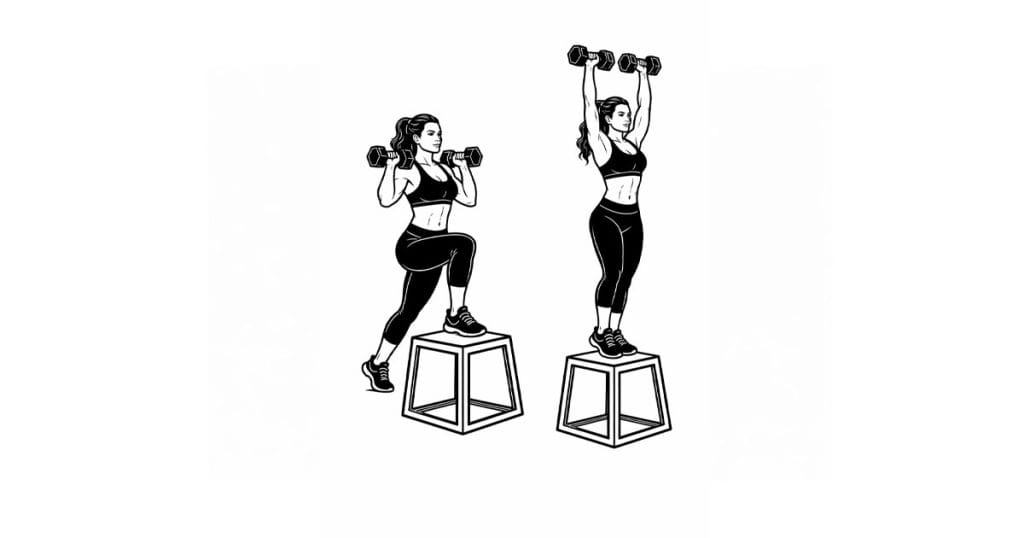 Dumbbell Step-Up to Shoulder Press