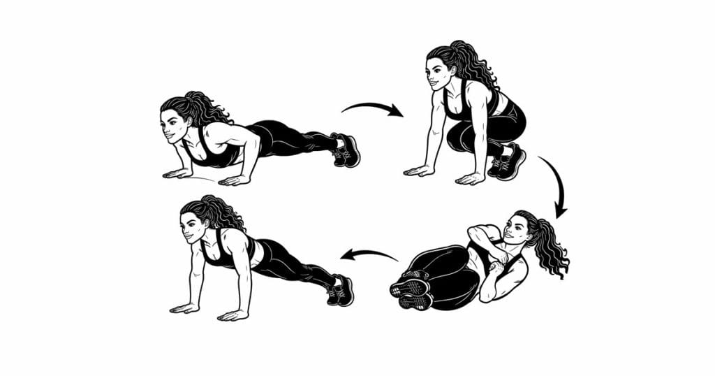 Push-Up with Knee Tucks and Roll
